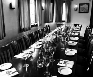 table arranged to accommodate a large party
